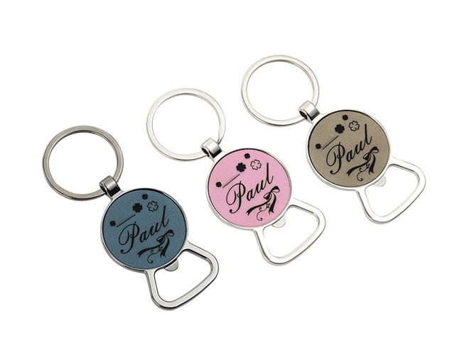 Laserable PU 65mm Bottle Opener Key Holder Multifunction Souvenir Gift