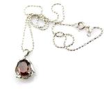 925 Silver Jewelry 9x11mm Oval Cubic Zircon Pendant Necklace (P08)