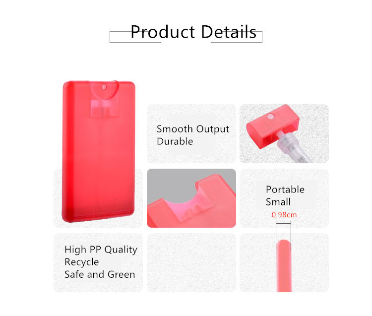 Promotional Hand Sanitizer Holders Odm Credit Card Spray Bottle 10ml 15ml 20ml 25ml