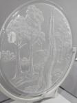 Hotel Office Clear Green Dewaxing Liuli Sand Carved Glass