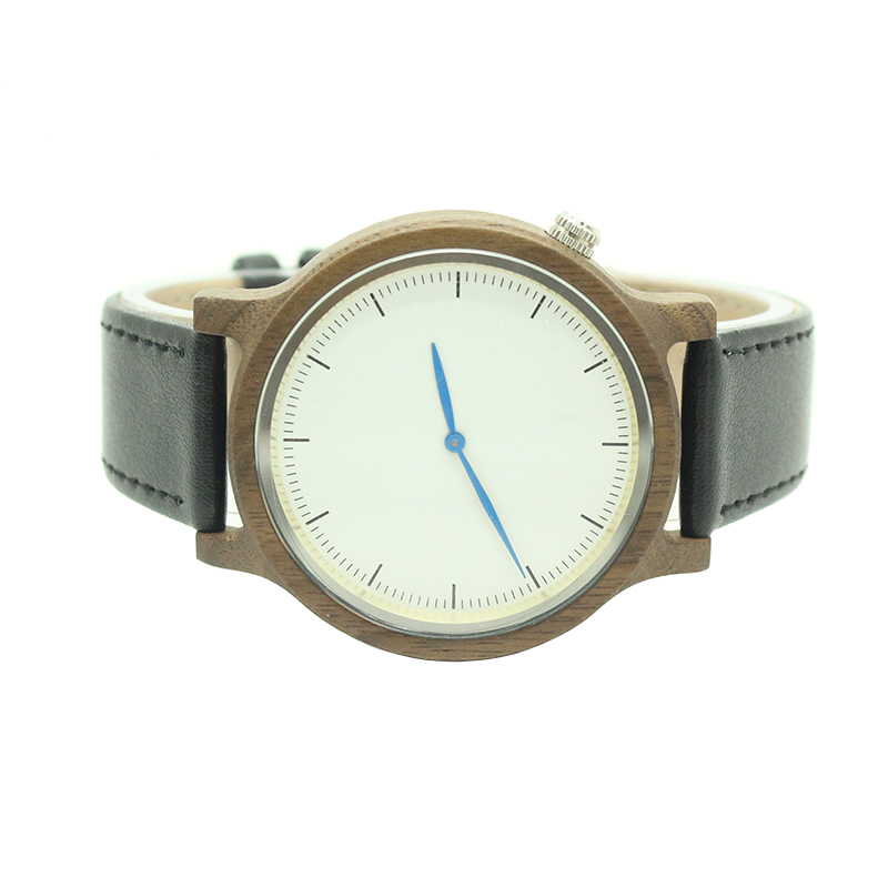 Walnut Wooden Minimalist Leather Watch Waterproof Charm Wood Watches For Men