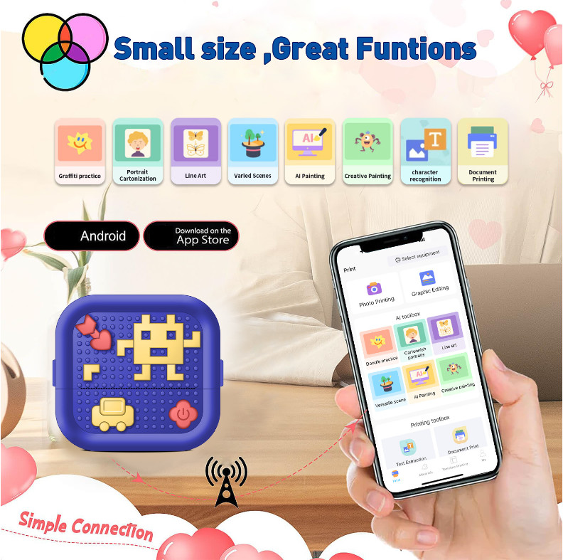 Portable Inkless Thermal Mini Printer Sticker For Receipt Journal Memo