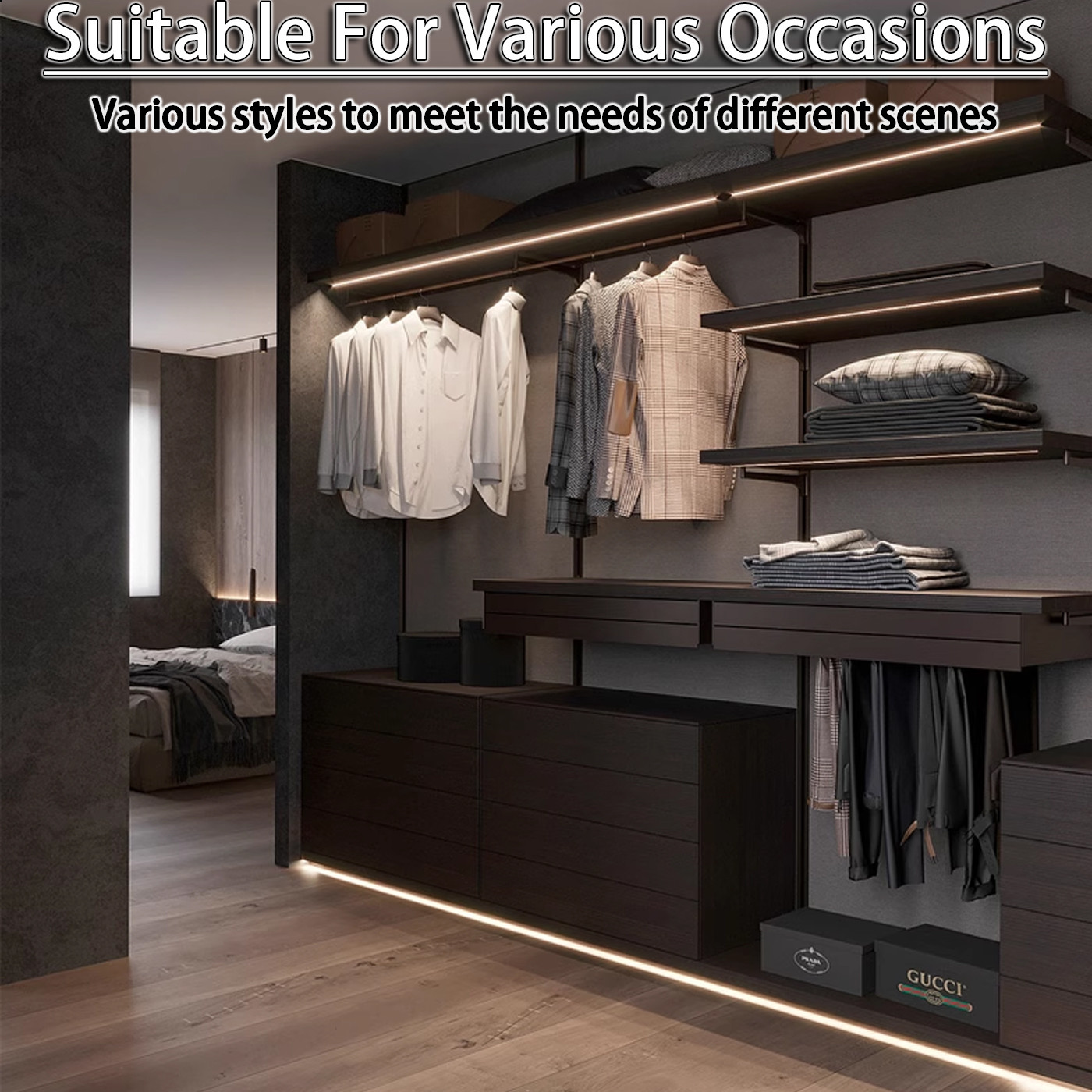 LED Induction Light Strip for Embedded Cabinet Wardrobe Wine Cabinet and Line Lighting