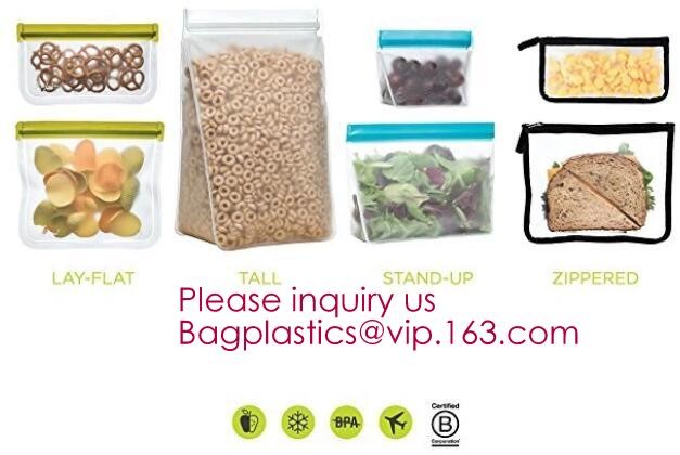 PLA compostable plastic fresh vegetables packaging bag,Custom Logo k Reusable Silicone Fresh Sandwich Cooking Bag