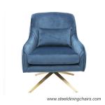 Stainless Steel Base Revolving Leisure Accent 68cm 90CM Metal Frame Armchair