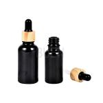 Bamboo Cosmetic Glass Dropper Bottle , Cyinder Droppers For Essential Oils