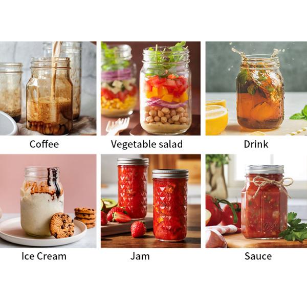 Custom Glass Jar Wide Mouth Mason Jars 8 Oz 16 Oz Glass Jar Set