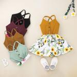 Printing Fashion Suspender Children'S Dress Clothing Sleeveless