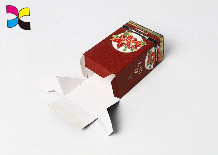 Tea Case Golden Foil Colored Cardboard Boxes , Retro Flower Code Bar Printed Retail Boxes