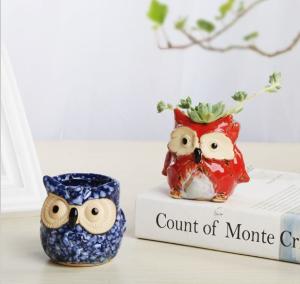 Wholesale Succulent Plant Mini Ceramic Owl Animal flowerPot from china suppliers