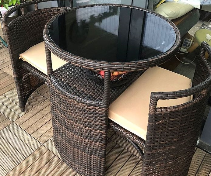 Patio Rattan Dining Table Set Luxury Garden Restaurant Chair Furniture