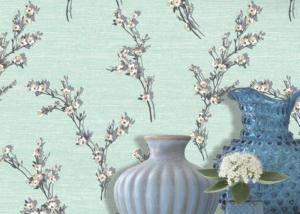Wholesale Wide Green Leaf Pattern Dining Room Wallpaper with Non - woven Paper , Adult Style from china suppliers