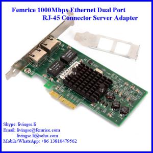 Wholesale Femrice 1000M 2 Ports RJ-45 Connector PCI Express x4 Server Adapter (Intel 82571 Chipset) from china suppliers