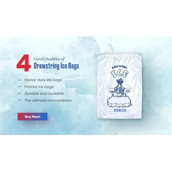 Drawstring Clear Plastic Ice Bags Waterproof For Ice Cube Delivery