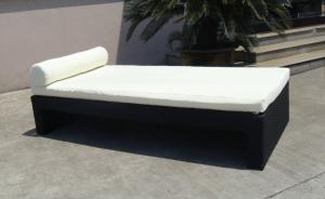 Wholesale Black Rattan Sun Lounger , Outdoor Square Beach Lounge Chair from china suppliers