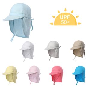 Wholesale Swim Blank Children Flap Cotton Cap Beach Uv Summer Kids Play Hats Upf 50+ from china suppliers