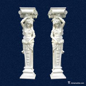 Wholesale Natural Marble Hand Carved Stone Columns / Graden Decor White Marble Pillar from china suppliers