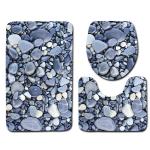 Stone Printed 3 Pc Bath Rug Set 45*75cm Toilet Seat Cover Rug