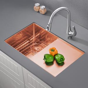 Wholesale Copper Single Square Bowl Kitchen Sink With Drainboard Right from china suppliers
