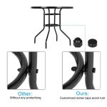 Black Tempered Glass Garden Table Outdoor Round Metal Dining Table 80cm