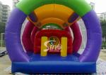 Outdoor kids race tunnel inflatable obstacle course with sun cover on top