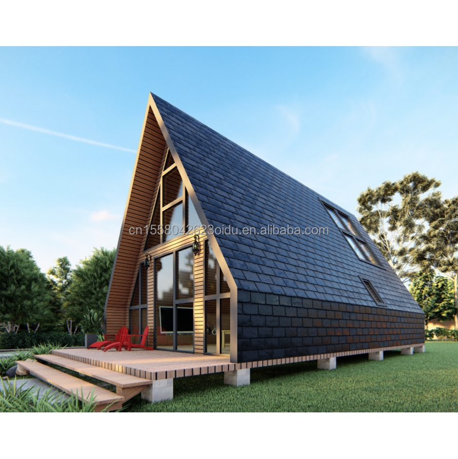 Hotel Wooden Houses with Triangle Design Modern Style Container and 50/75/100mm Wave Sandwich Panel Wall in EU