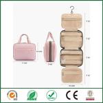 Travel Toiletry Makeup Bag Cosmetic Storage Box Pleats Cotton Peach Fur