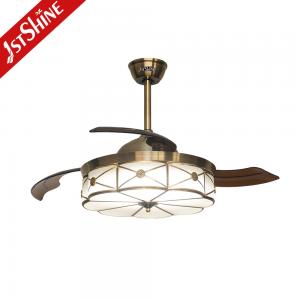 China 230v Retractable Ceiling Fan Light Retro Pure Copper Decorative on sale