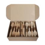 Biodegradable Tableware Cutlery Set , Barbecue Wooden Forks And Spoons