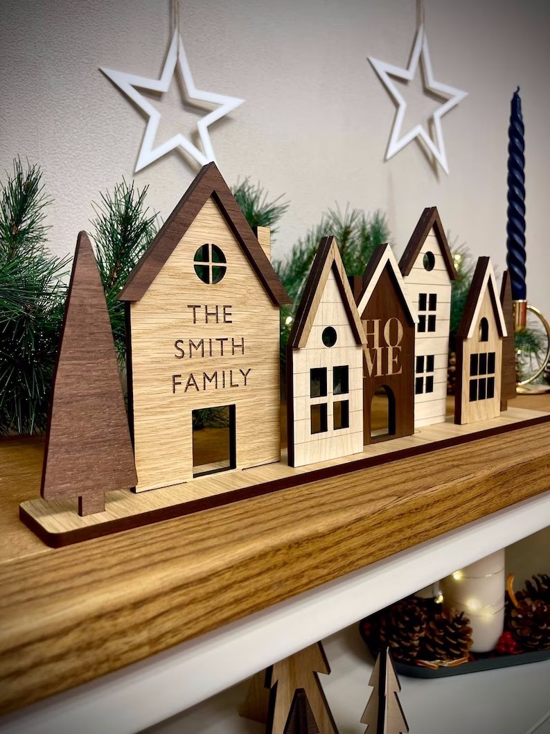 Personalised Houses Wooden Decor Set Modern Style Home