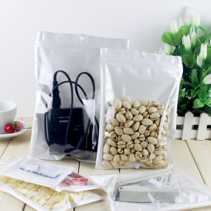 Custom logo zipper poly bag heat seal OPP plastic package USB cable phone case plastic packaging bags