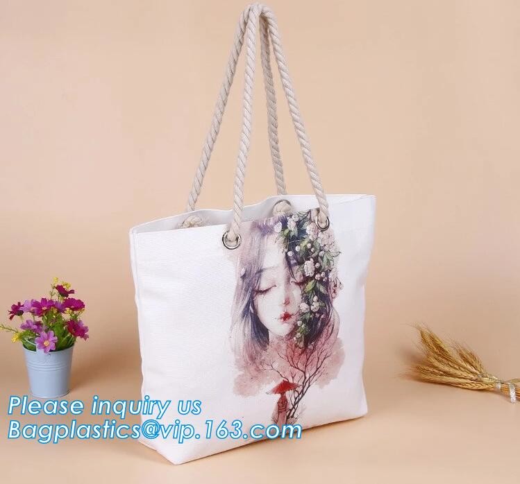 customized professional wholesale tote bag cotton canvas bags,Colorful pattern heat transfer printing custom canvas bag