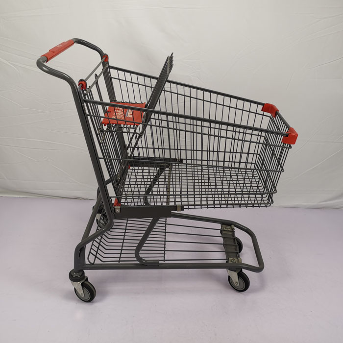 125L Standard American Shopping Trolley Warehouse Shopping Cart With Foldable Seat