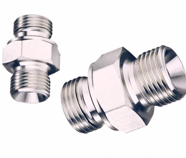 Silver Medium Carbon Steel German Metric Male H. T to BSPT Male Hydraulic Hose