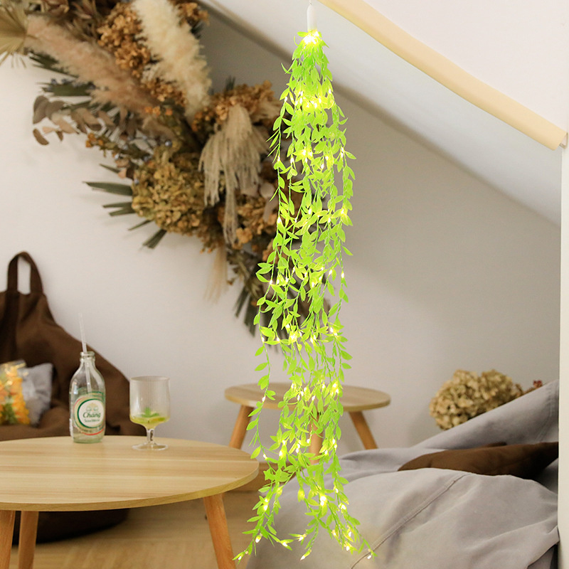 Green Artificial Leaves Plants Vine Wedding Party Home Garden Fence Decoration Rattan Wall Hanging Creeper Garland
