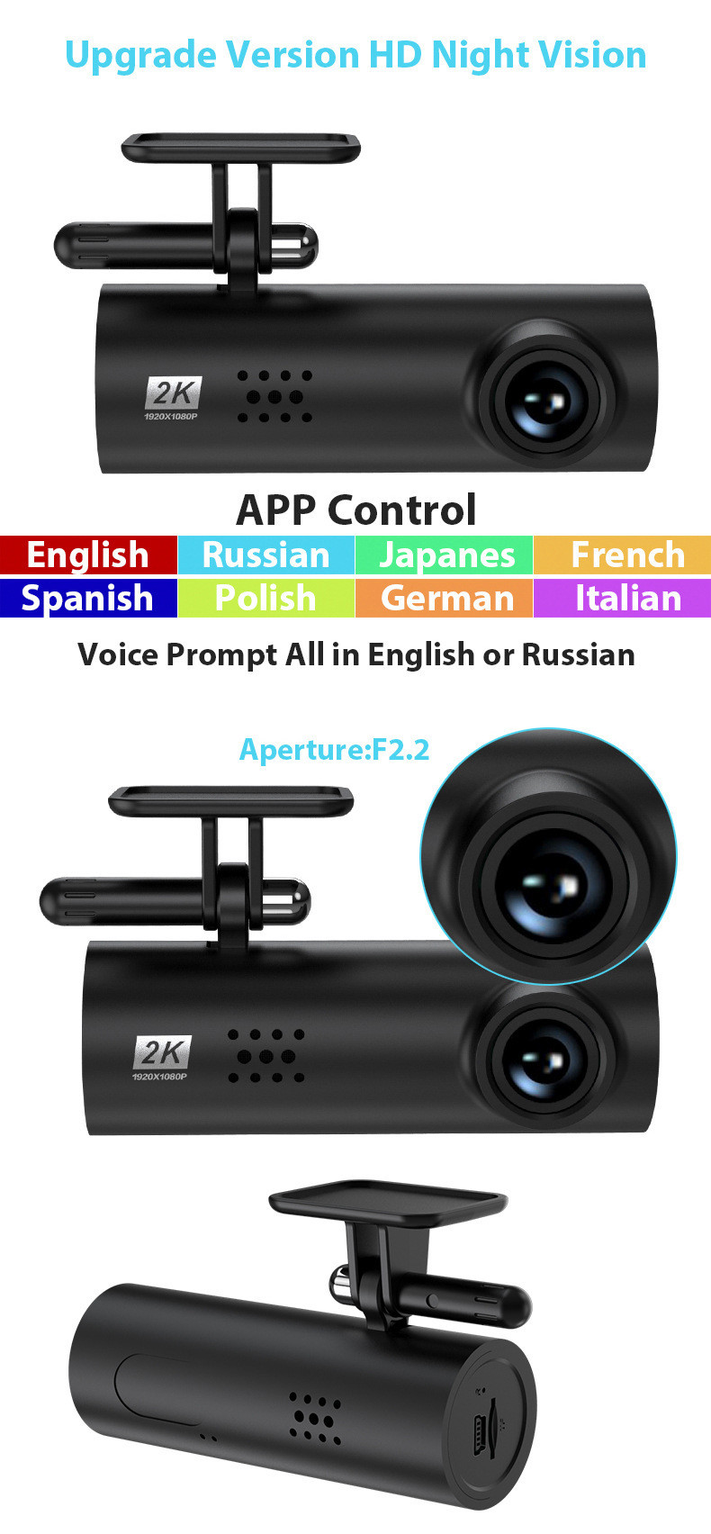 70mai WiFi 2k Full HD Dashboard Mounted Dash Cam Driving Recorder