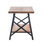 Solid Wood Top 23.2''H Modern Industrial End Table 23lb Metal Base