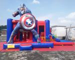 Water - Proof Inflatable Bouncer Slide , Air Sewing Captain Moon Bounce Combo