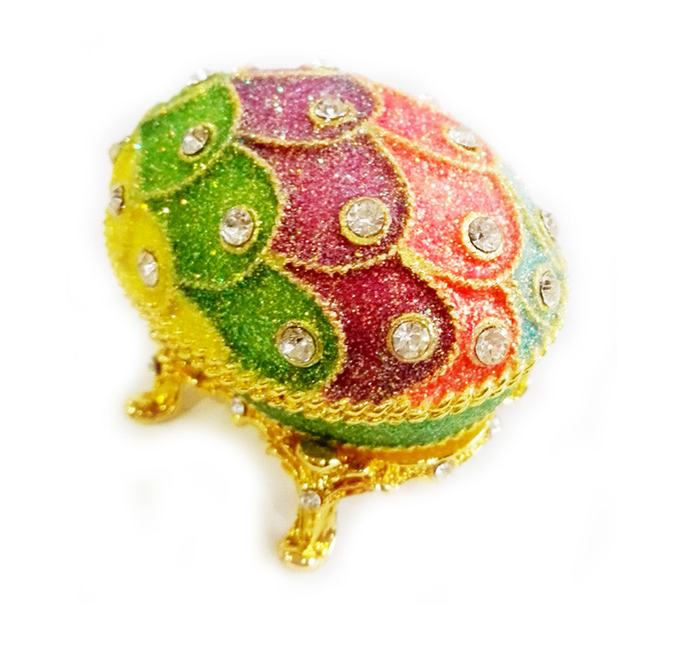 Crystal Easter Faberge Egg Jewelry Box Earrings Russian Trinkets Case Easter Gifts Collectible Figurines Creative Gifts