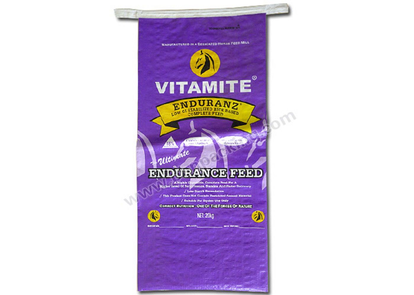 Single Stitched Plastic Feed Bags , Recycle Dog Food Bags 25 Kg Moisture Proof