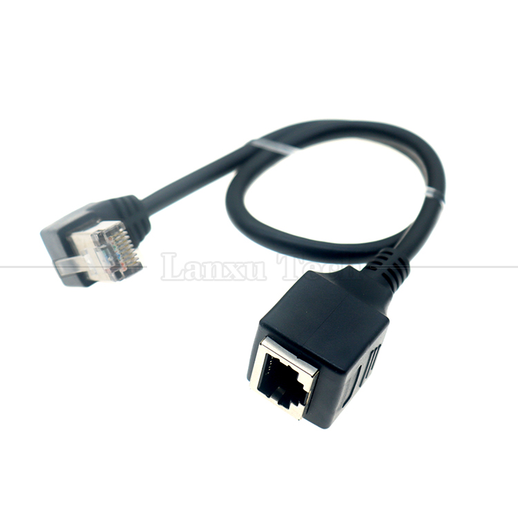 OEM STP UTP 90 Degree Right Angle RJ45 8P8C Male to RJ45 Female Socket Cat5e Ethernet Cable