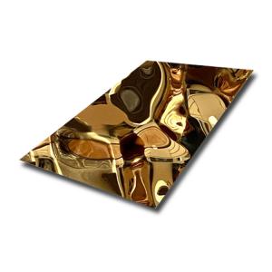 Wholesale Titanium Gold Mirror Water Ripple Stainless Steel Sheet For Wall Decorative Panels from china suppliers
