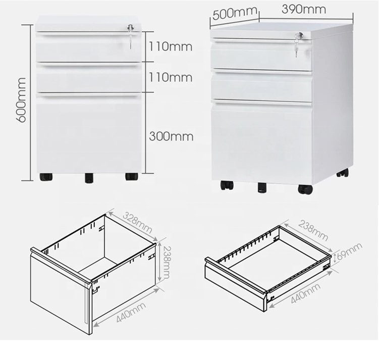 ISO9001 Modern Small 0.4mm To 1.2mm Mobile File Cabinets
