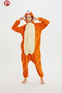 Wholesale Women Tiger Onesie Pajamas , Tiger Adult Onesies Animal Head Hooded Embroidered from china suppliers