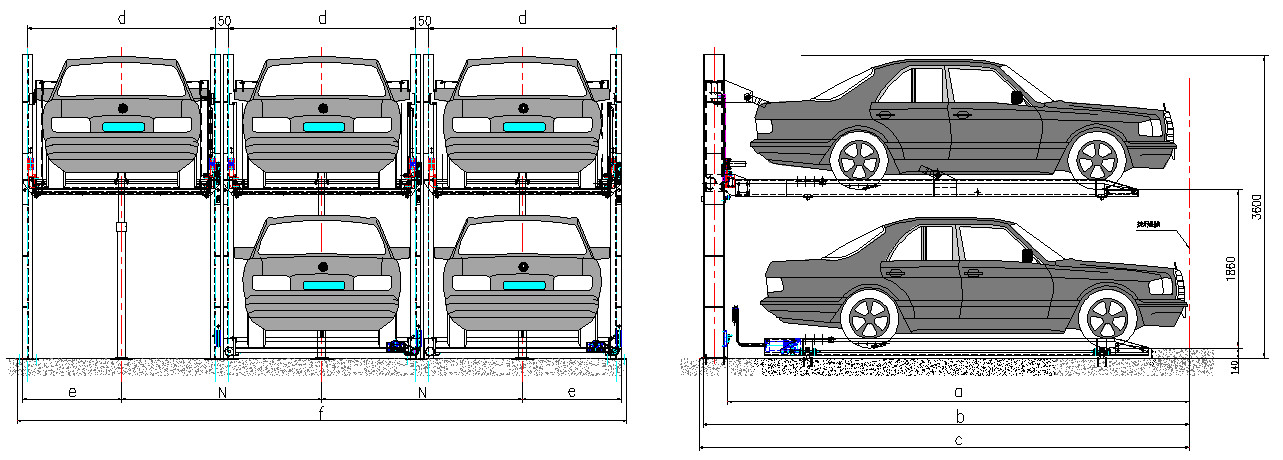 380V Automated Car Parking Garage , Garage Car Lift System Stainless Steel