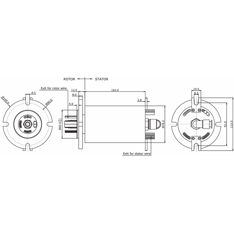 IP54 Protected Flexibly Customizable Gas Fluid Integrated Slip Ring with 50 Million Revolutions Lifetime