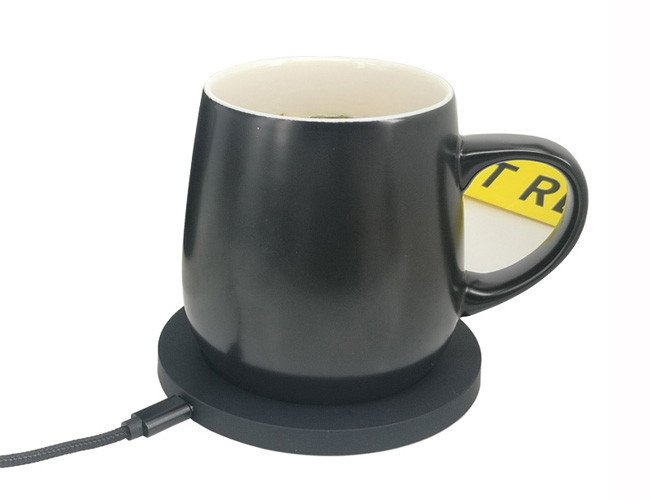 Smart warming mug coffee mug self heating cup with wireless charging base black color