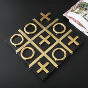 China Custom Wood XO Metal Chess Board Crafts For Home Decor on sale
