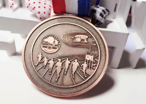 60mm Diameter Custom Sports Medals , 10km Marathon Finishers Running Award