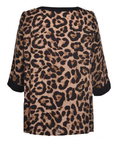 Eco-friendly Woven Print Fabric Fashion Ladies V Neck Blouse With Rib Anti